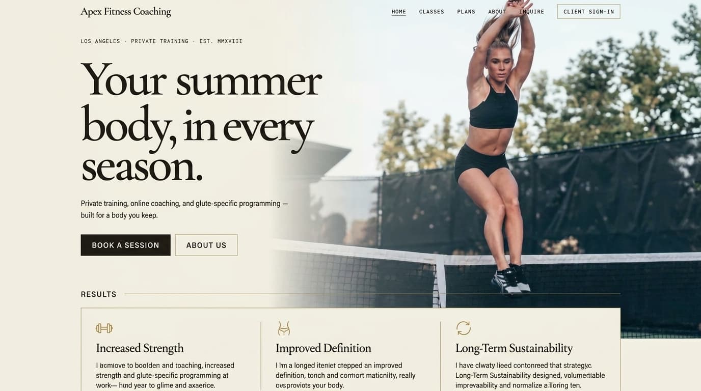 Personal Training website designed and built by XWHY Studio